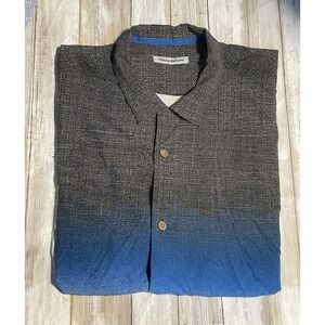 Tommy Bahama Camp Shirt Moonlight Oasis‎ Cobalt Sea Blue 100% Silk Size XL